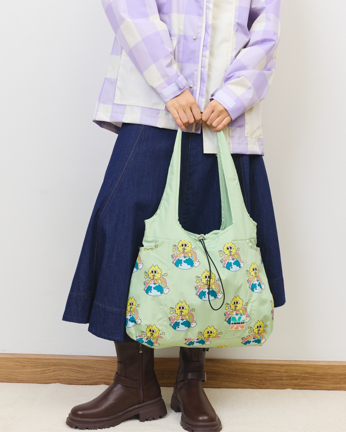 Front view of the Sip and soar water-resistant tote bag in Sage