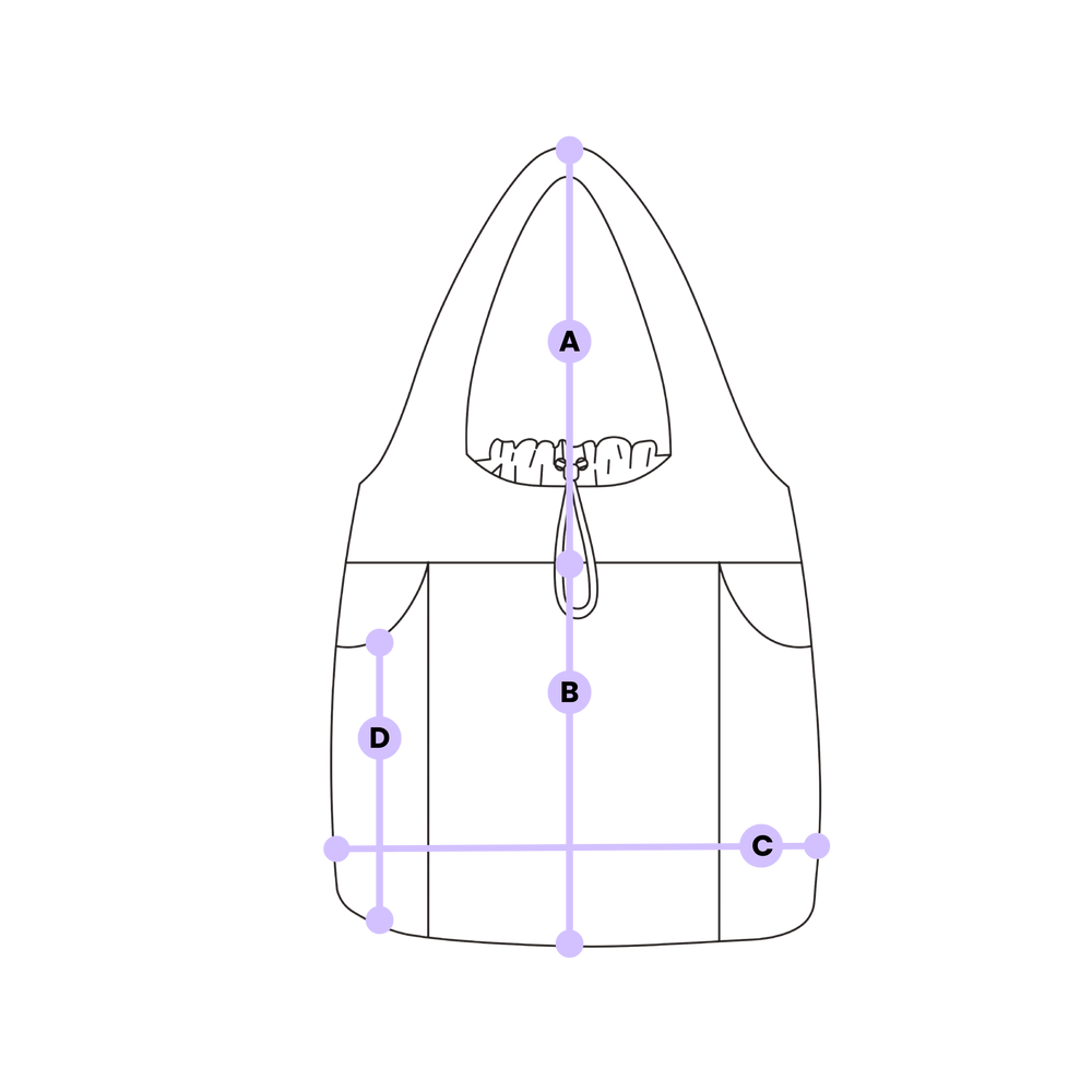 Hug Your Dream Tote Bag size chart